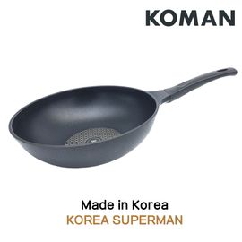 [KOMAN] 2 Piece Set : BlackWin Titanium Coated Frying Pan 28cm+Wok 28cm-Nonstick Cookware 6-Layers Coationg Die Casting Frying Pan - Made in Korea
